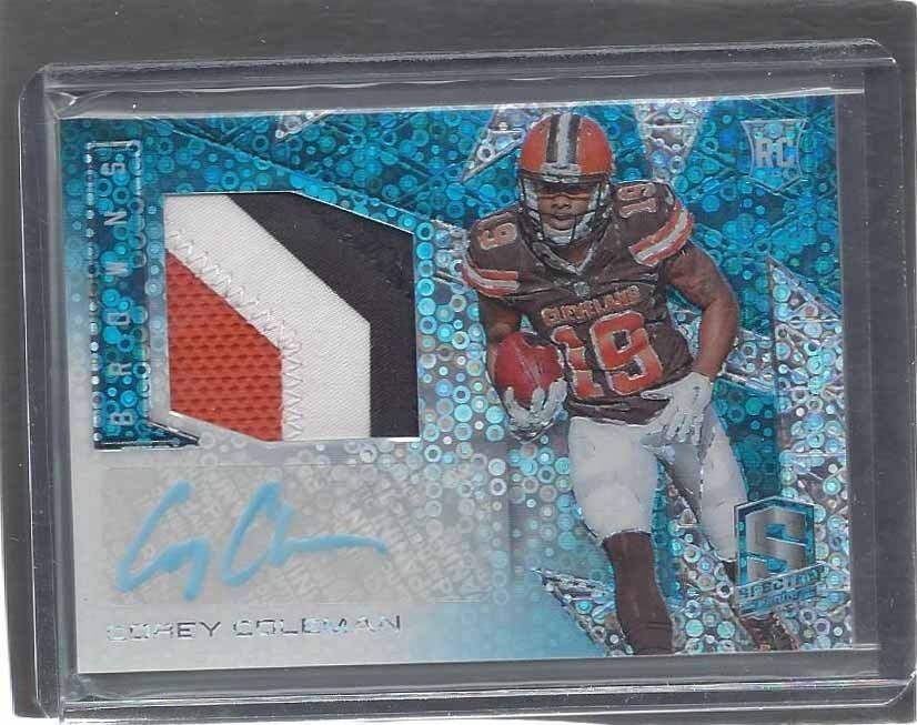 COREY COLEMAN 2016 PANINI SPECTRA NEON BLUE RPA ROOKIE PATCH AUTO RC #D /60