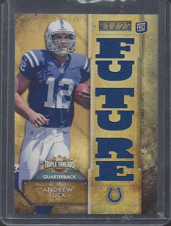 ANDREW LUCK 2012 TOPPS TRIPLE THREADS FUTURE GOLD TRIPLE JERSEY RC #D 1/25