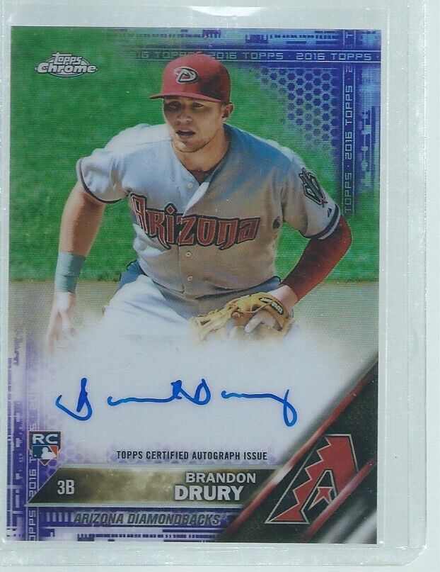 BRANDON DRURY 2016 TOPPS CHROME ON CARD AUTO PURPLE REFRACTOR RC #D 41/250