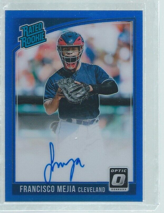 FRANCISCO MEJIA 2018 DONRUSS OPTIC PRIZM RATED ROOKIE ON CARD AUTO BLUE RC /75