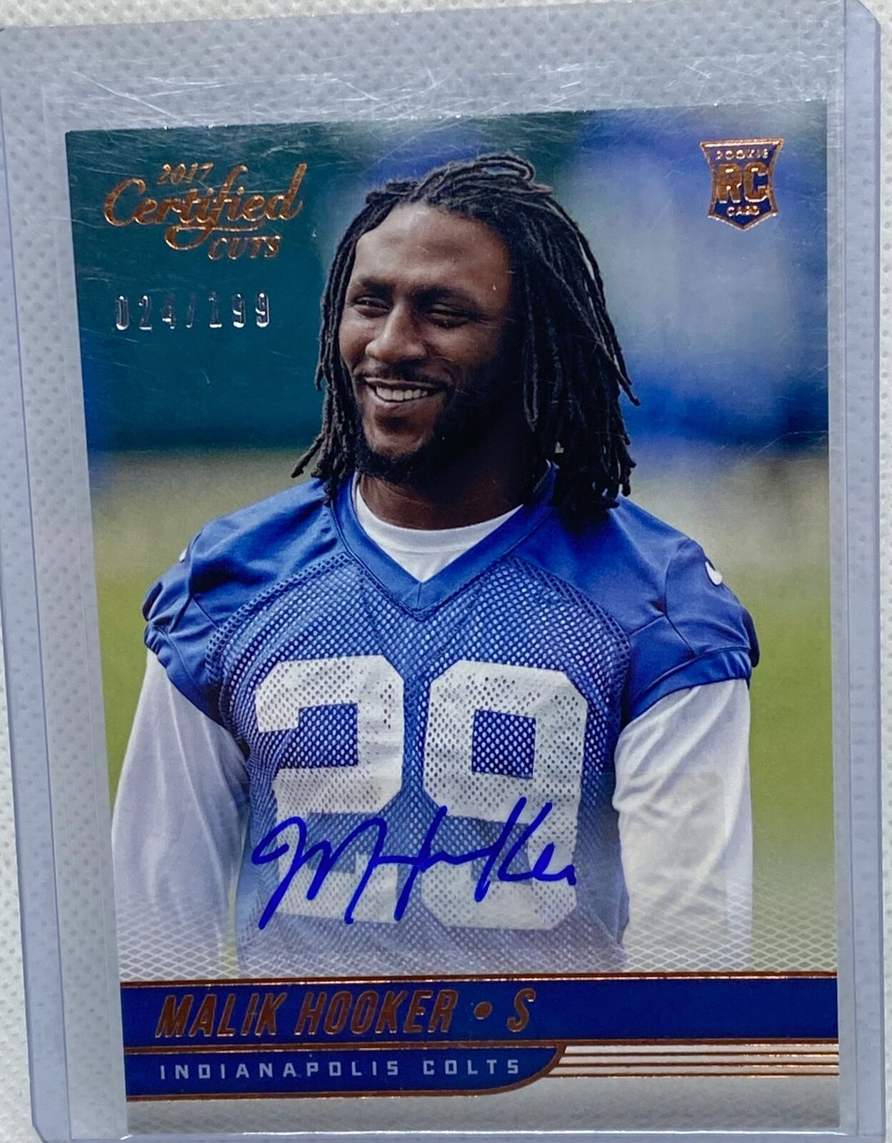 MALIK HOOKER 2017 PANINI DONRUSS CERTIFIED CUTS AUTO RC #D 24/199