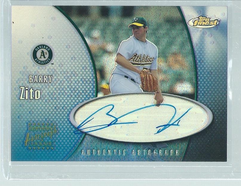 BARRY ZITO 2001 TOPPS FINEST ON CARD AUTO REFRACTOR