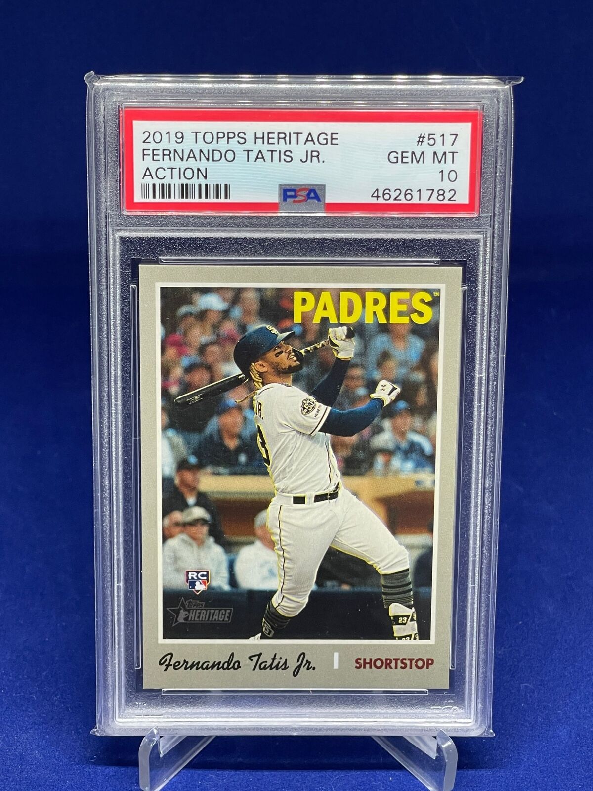 FERNANDO TATIS JR 2019 TOPPS HERITAGE ACTION SSP ROOKIE RC #517 PSA 10 GEM MINT