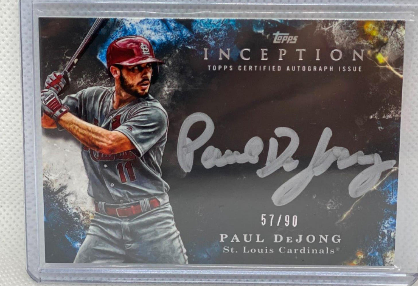 PAUL DEJONG 2018 TOPPS INCEPTION SILVER SIGNINGS ON CARD AUTO #D 57/90