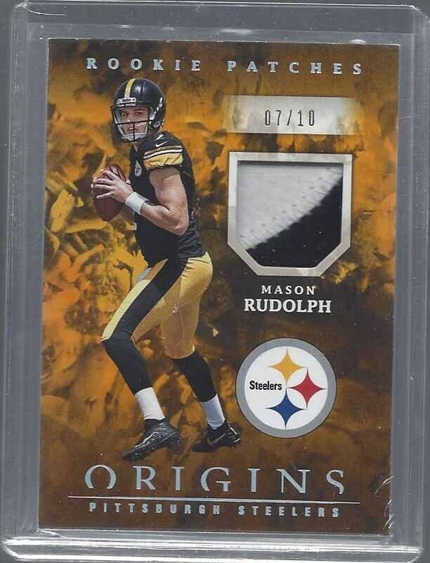 MASON RUDOLPH 2018 PANINI ORIGINS YELLOW GOLD ROOKIE PATCH RC #D 7/10