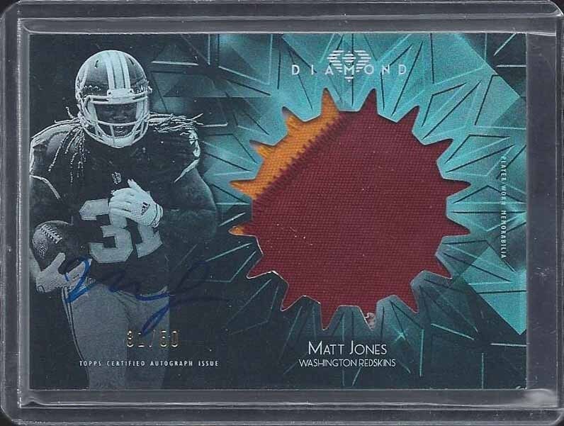 1/1 MATT JONES 2015 TOPPS DIAMOND 3 COLOR RPA PATCH AUTO RC #D 31/50 JERSEY #31!