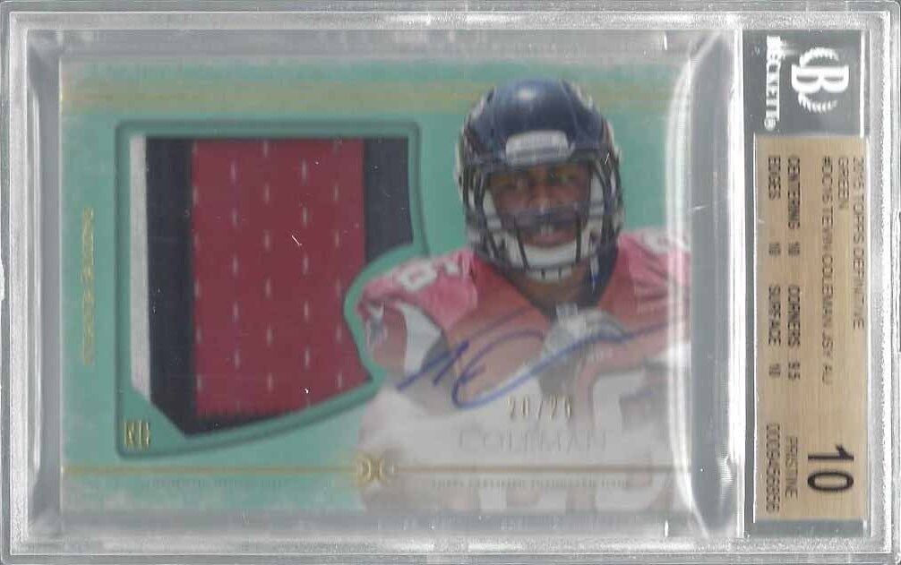 TEVIN COLEMAN 2015 TOPPS DEFINITIVE GREEN RPA PATCH AUTO RC /25 BGS 10 POP 1/1