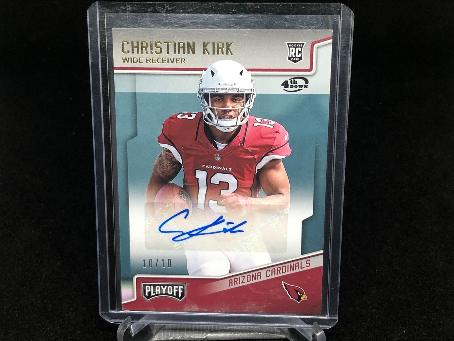 CHRISTIAN KIRK 2018 PANINI PLAYOFF GOLD ROOKIE AUTO RC #D 10/10
