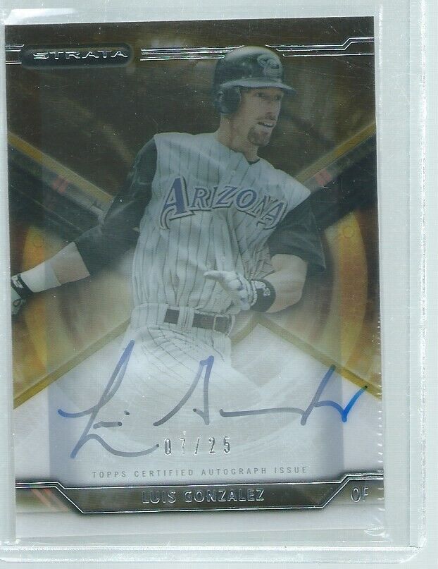LUIS GONZALEZ 2015 TOPPS STRATA GOLD ON CARD AUTO #D 7/25