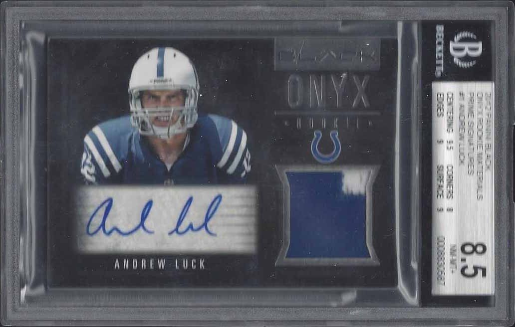 ANDREW LUCK 2012 PANIN BLACK ONYX 2 COLOR ROOKIE PATCH AUTO RC /10 BGS 8.5 10 AU