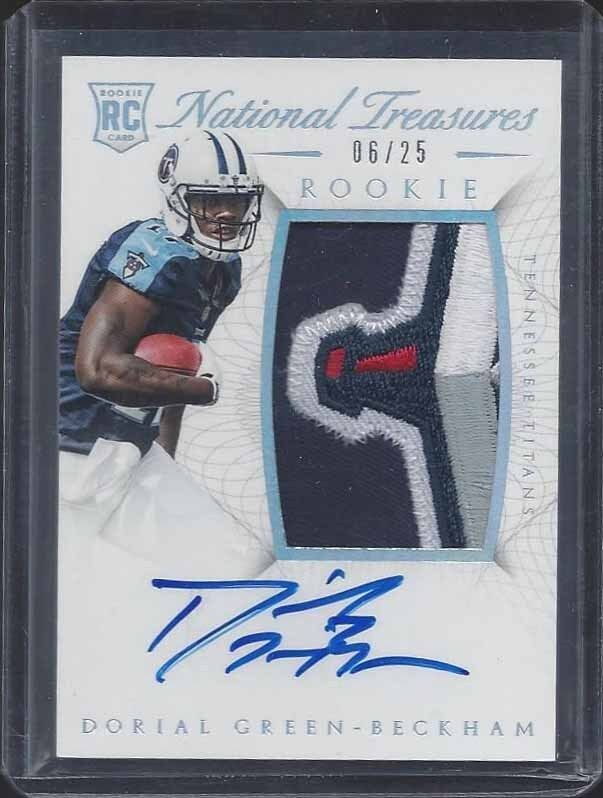 DORIAL GREEN BECKHAM 2015 NATIONAL TREASURES SILVER RPA LOGO PATCH AUTO RC /25