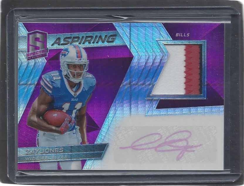 ZAY JONES 2017 SPECTRA ASPIRING NEON PINK RPA 3 COLOR PATCH AUTO RC #D 2/15