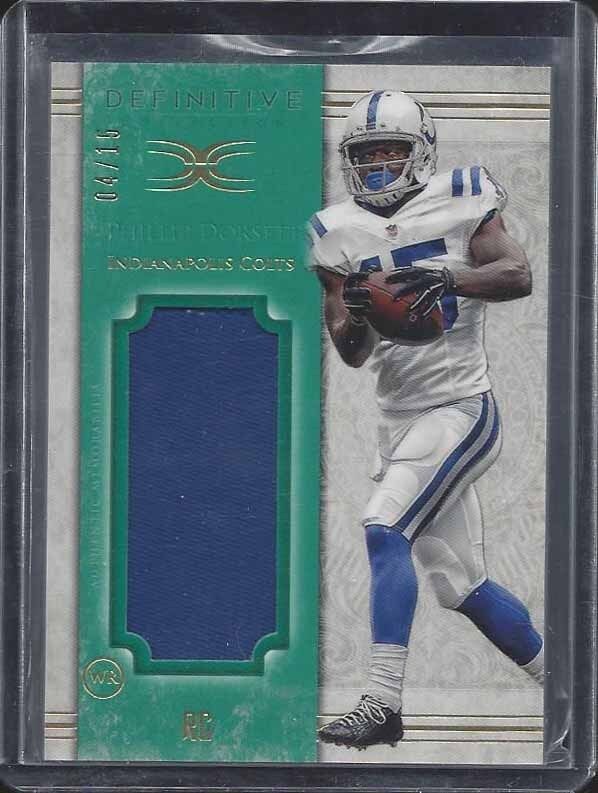 PHILLIP DORSETT 2015 TOPPS DEFINITIVE GREEN JUMBO COLTS ROOKIE PATCH RC #D 4/15