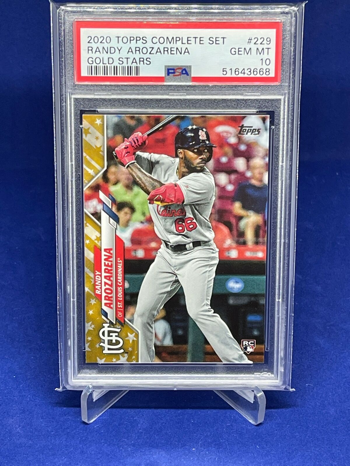 RANDY AROZARENA 2020 TOPPS COMPLETE SET GOLD STARS ROOKIE RC #229 PSA 10
