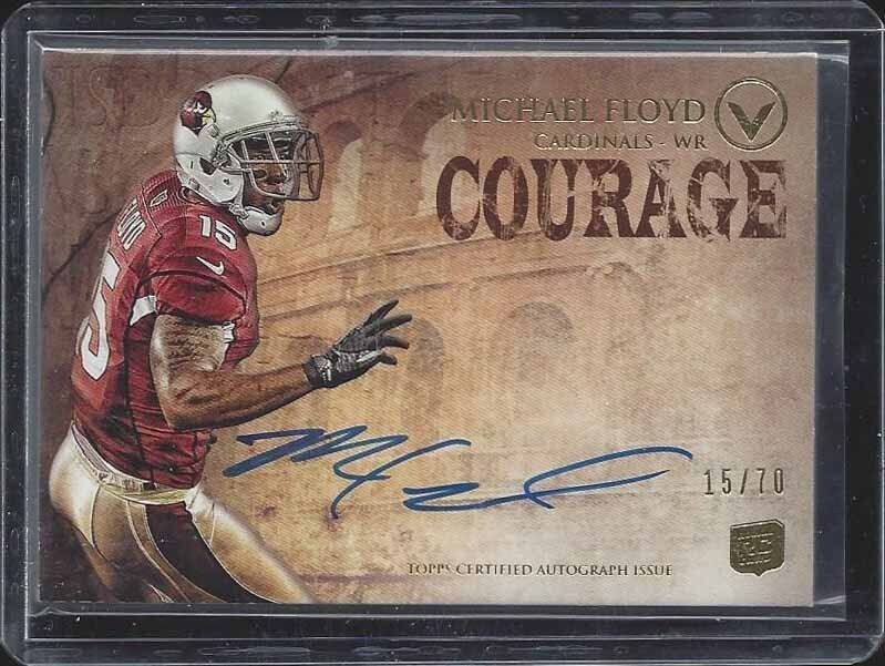 1/1 MICHAEL FLOYD 2012 TOPPS VALOR COURAGE ON CARD AUTO RC #D 15/70 JERSEY #15!
