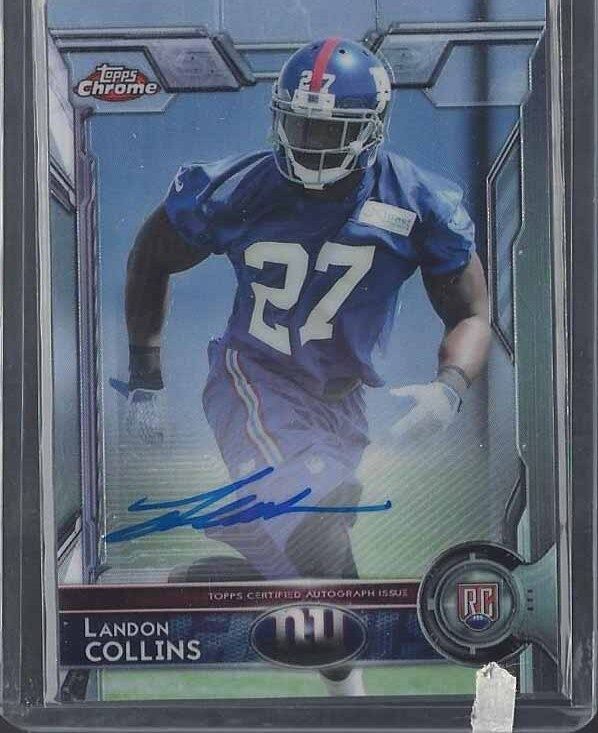 LANDON COLLINS 2015 TOPPS CHROME GIANTS ON CARD ROOKIE AUTO RC #118