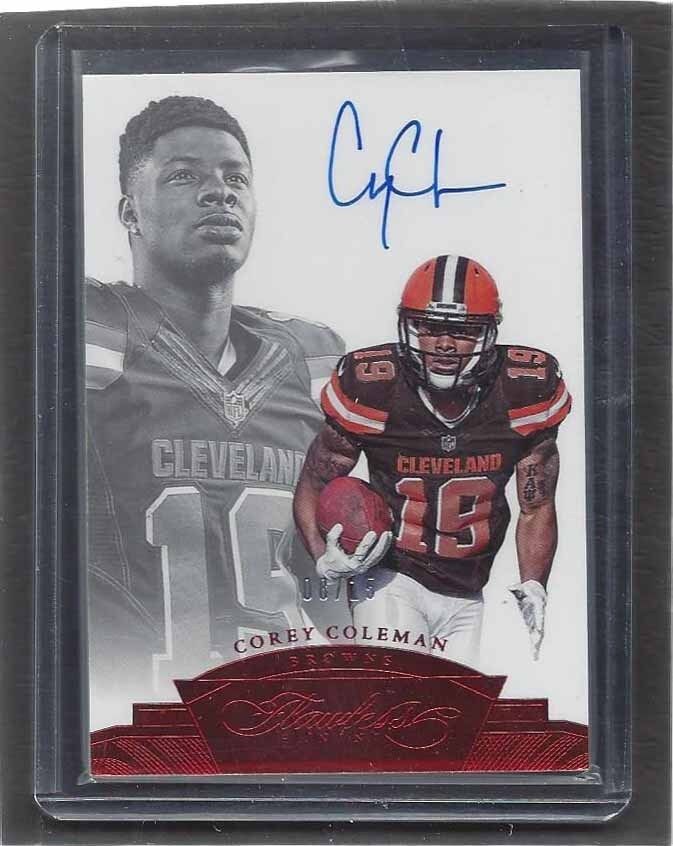 COREY COLEMAN 2016 PANINI FLAWLESS RUBY RED BROWNS ON CARD ROOKIE AUTO RC #D /15