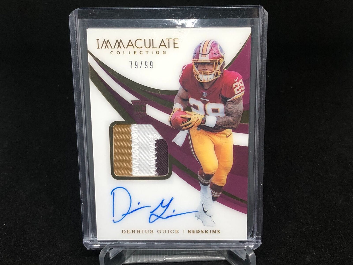 DERRIUS GUICE 2018 PANINI IMMACULATE 3 CLR PATCH ON CARD AUTO RC #D 79/99