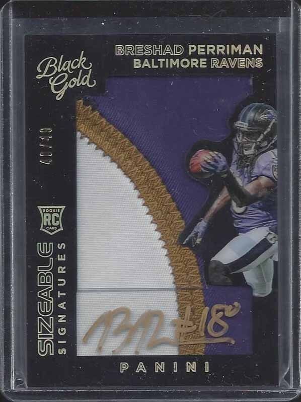 BRESHAD PERRIMAN 2015 BLACK GOLD SIZEABLE JUMBO 3 COLOR PATCH AUTO RC #D 40/49
