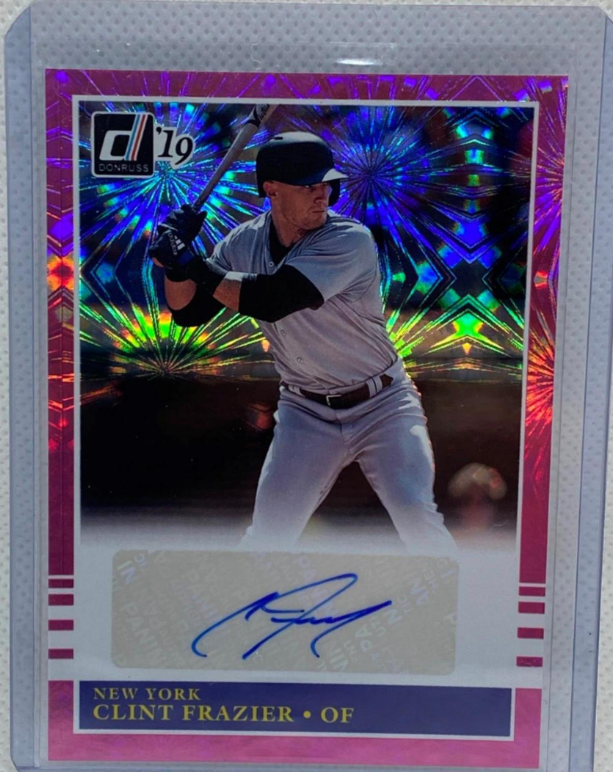 CLINT FRAZIER 2019 PANINI DONRUSS PINK FIREWORKS AUTO #855-CF