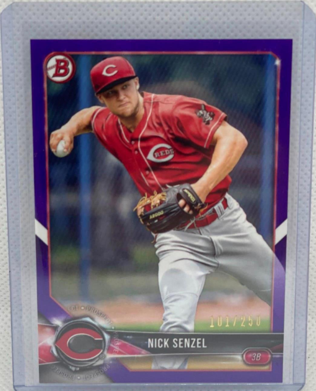 NICK SENZEL 2018 BOWMAN PURPLE BORDER PROSPECT #D 101/250