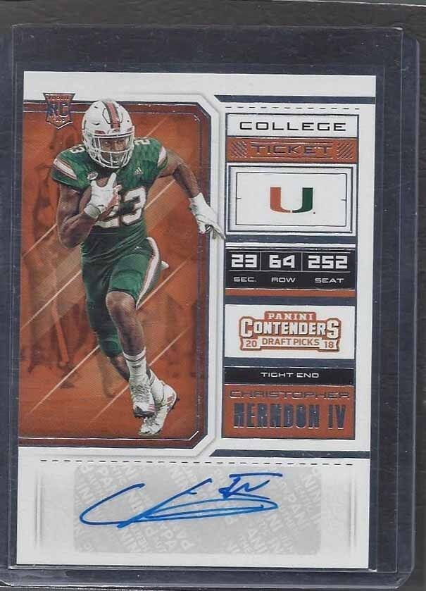 CHRISTOPHER HERNDON IV 2018 CONTENDERS COLLEGE TICKET DRAFT PICKS AUTO RC #95