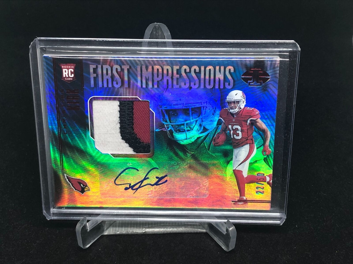 CHRISTIAN KIRK 2018 ILLUSIONS RED FIRST IMPRESSIONS 3 CLR PATCH AUTO RC #D 22/50