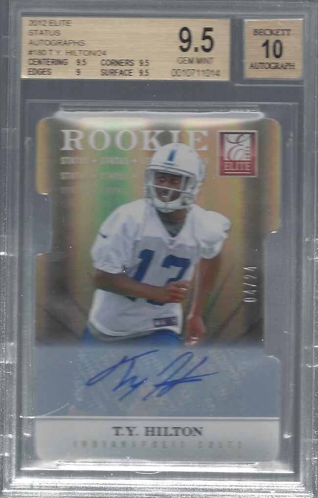 T.Y. HILTON 2012 ELITE STATUS GOLD DIE CUT AUTO RC #D 4/24 BGS 9.5 w 10 AU POP 3