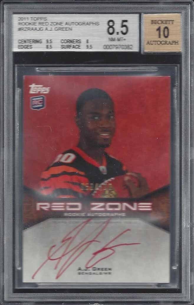 A.J. GREEN 2011 TOPPS RED INK ZONE ON CARD ROOKIE AUTO RC #D 50/100 BGS 8.5 10