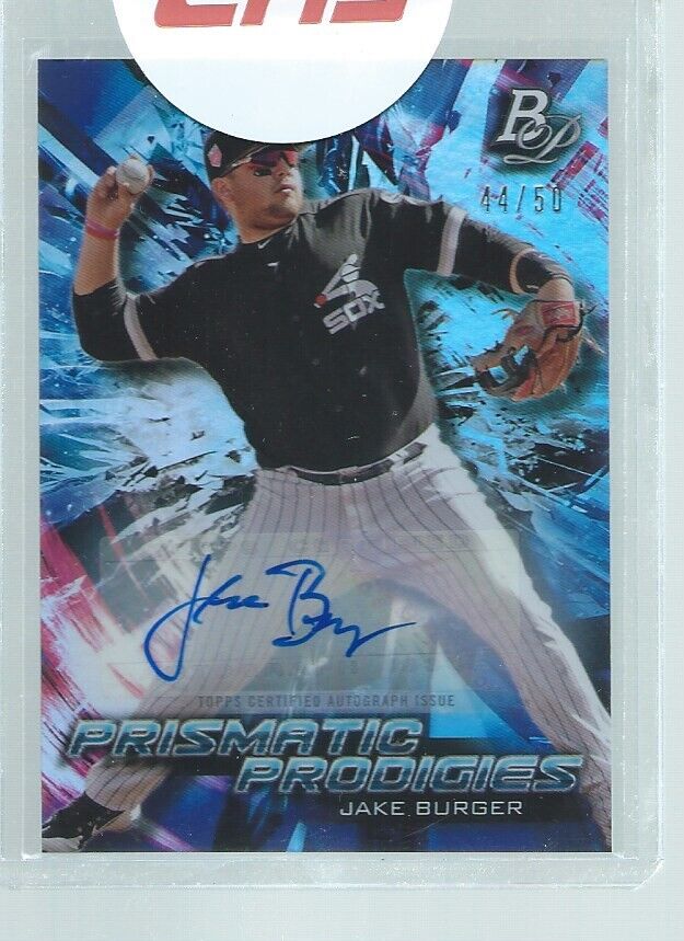 JAKE BURGER 2018 BOWMAN PLATINUM PRISMATIC PRODIGIES AUTO PROSPECT #D 44/50