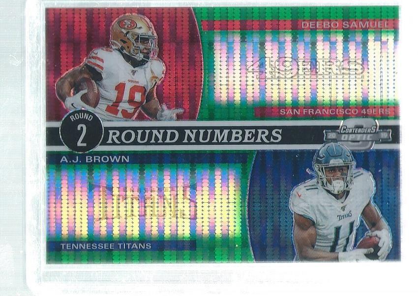 DEEBO SAMUEL AJ BROWN 2019 CONTENDERS OPTIC GREEN PULSAR ROUND NUMBERS #D 10/27