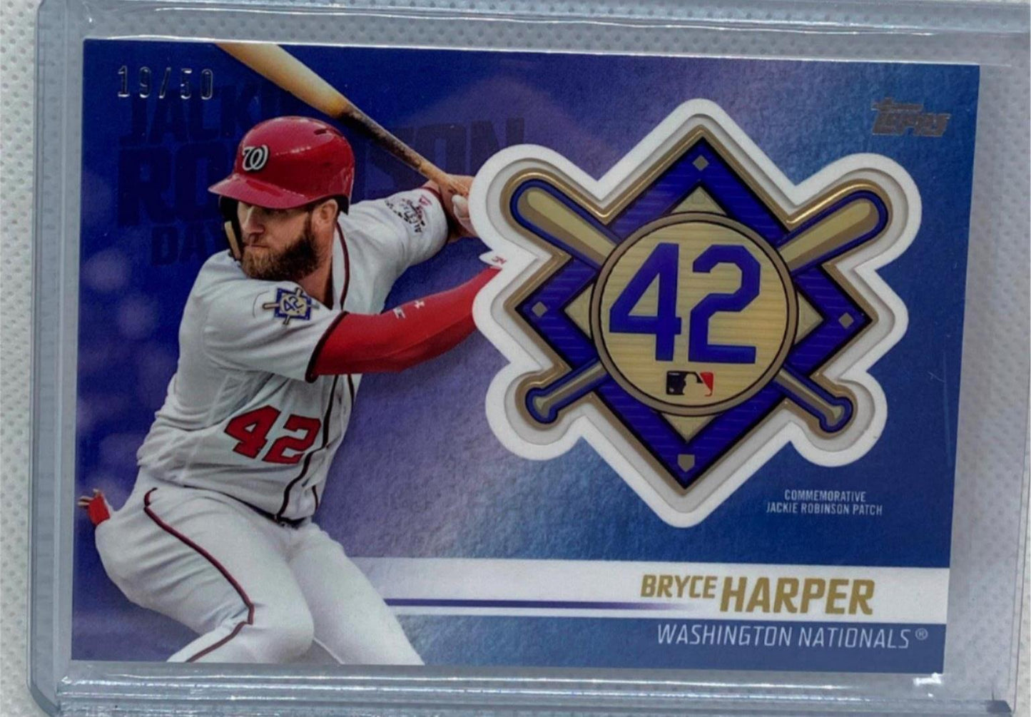 BRYCE HARPER 2018 TOPPS COMMEMORATIVE JACKIE ROBINSON BLUE PIN #D 19/50