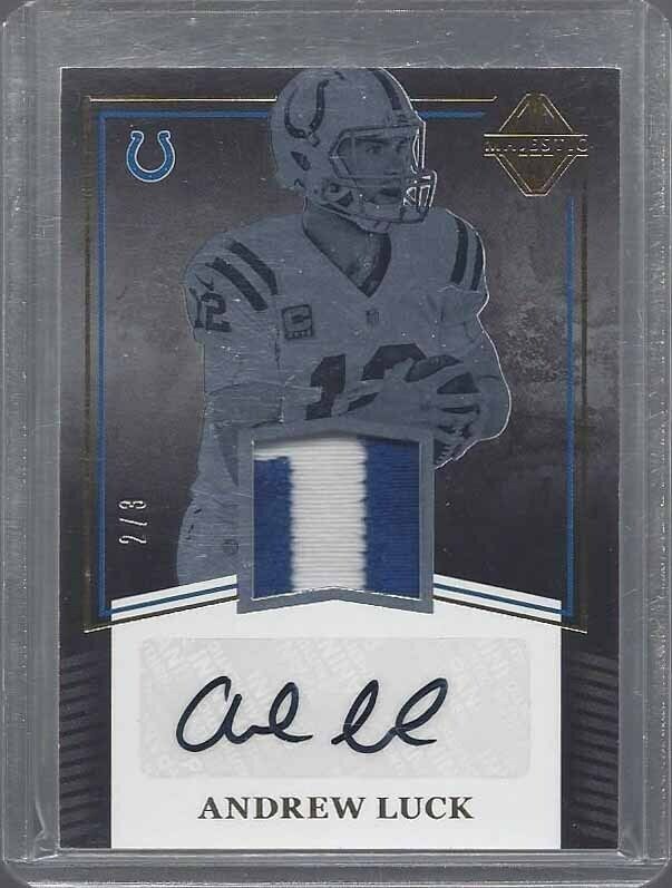 ANDREW LUCK 2017 PANINI MAJESTIC GOLD 2 COLOR COLTS PATCH AUTO #D 2/3