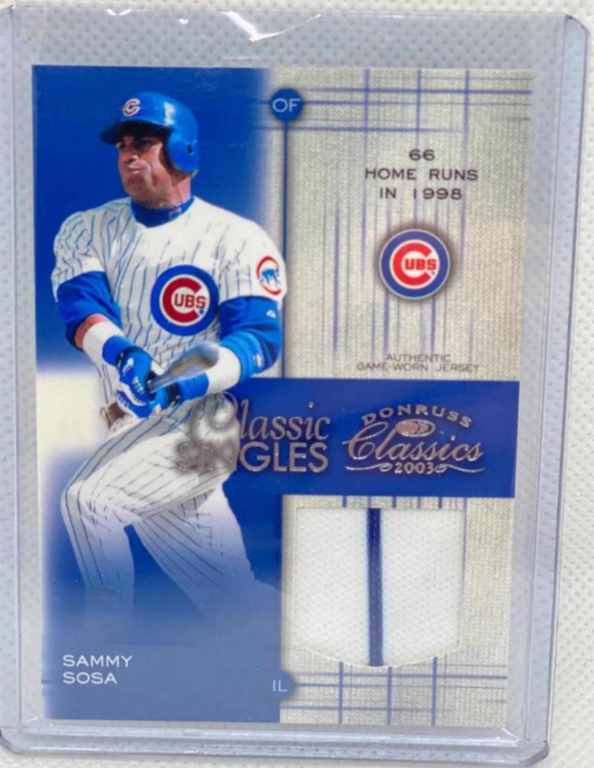 SAMMY SOSA 2003 DONRUSS CLASSICS CLASSIC SINGLES JERSEY #D 010/100