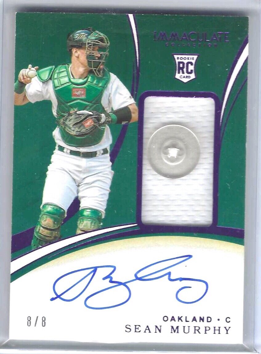 SEAN MURPHY 2020 IMMACULATE ROOKIE BUTTON PATCH ON CARD AUTO RC #d /8