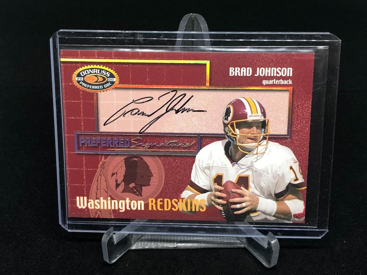 BRAD JOHNSON 2000 DONRUSS PREFERRED QB CLUB SIGNATURES ON CARD AUTO