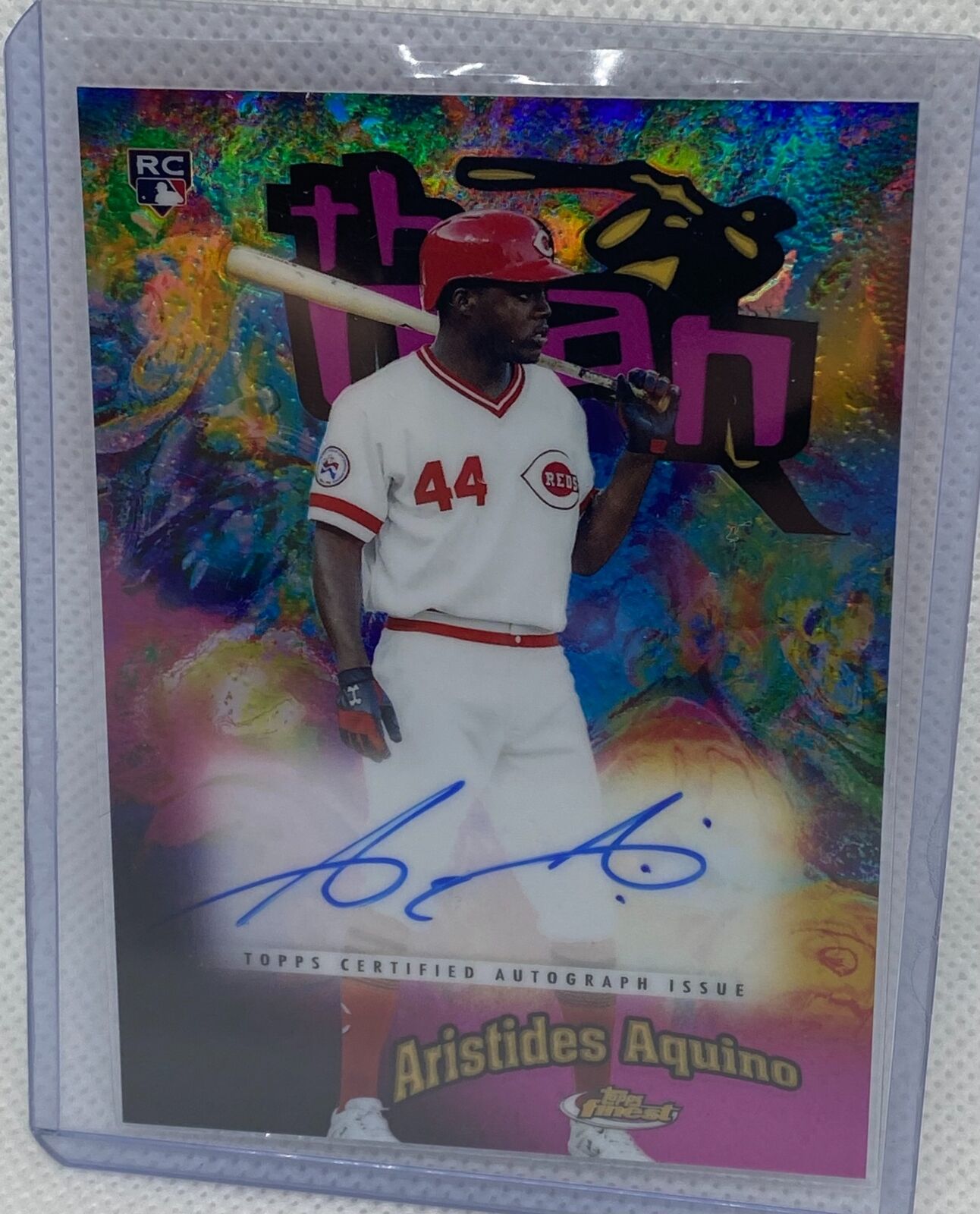 ARISTIDES AQUINO 2020 TOPPS FINEST THE MAN ON CARD AUTO RC #D 67/99