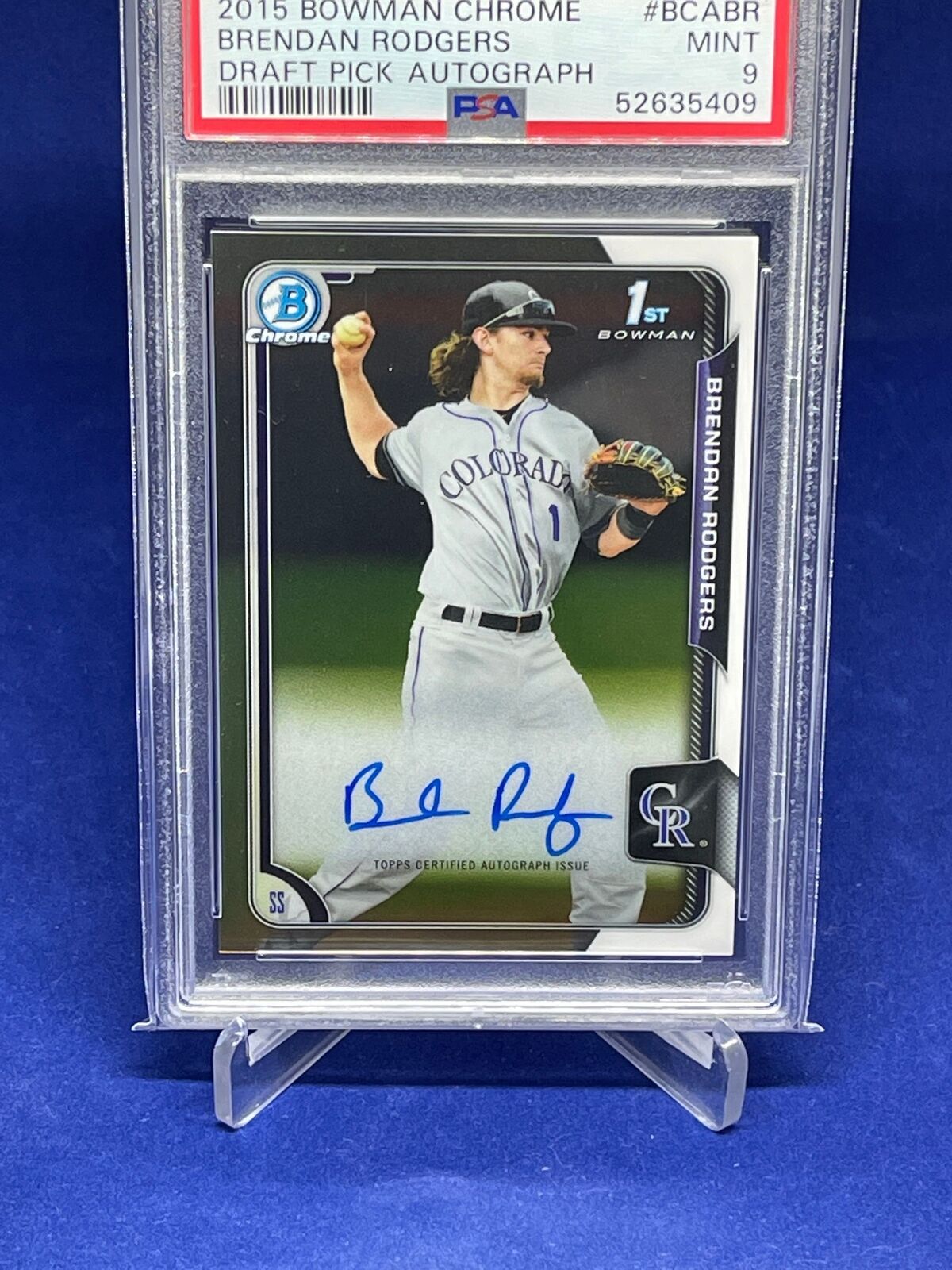 BRENDAN RODGERS 2015 BOWMAN CHROME 1ST DRAFT PICKS AUTO PROSPECT PSA 9 MINT