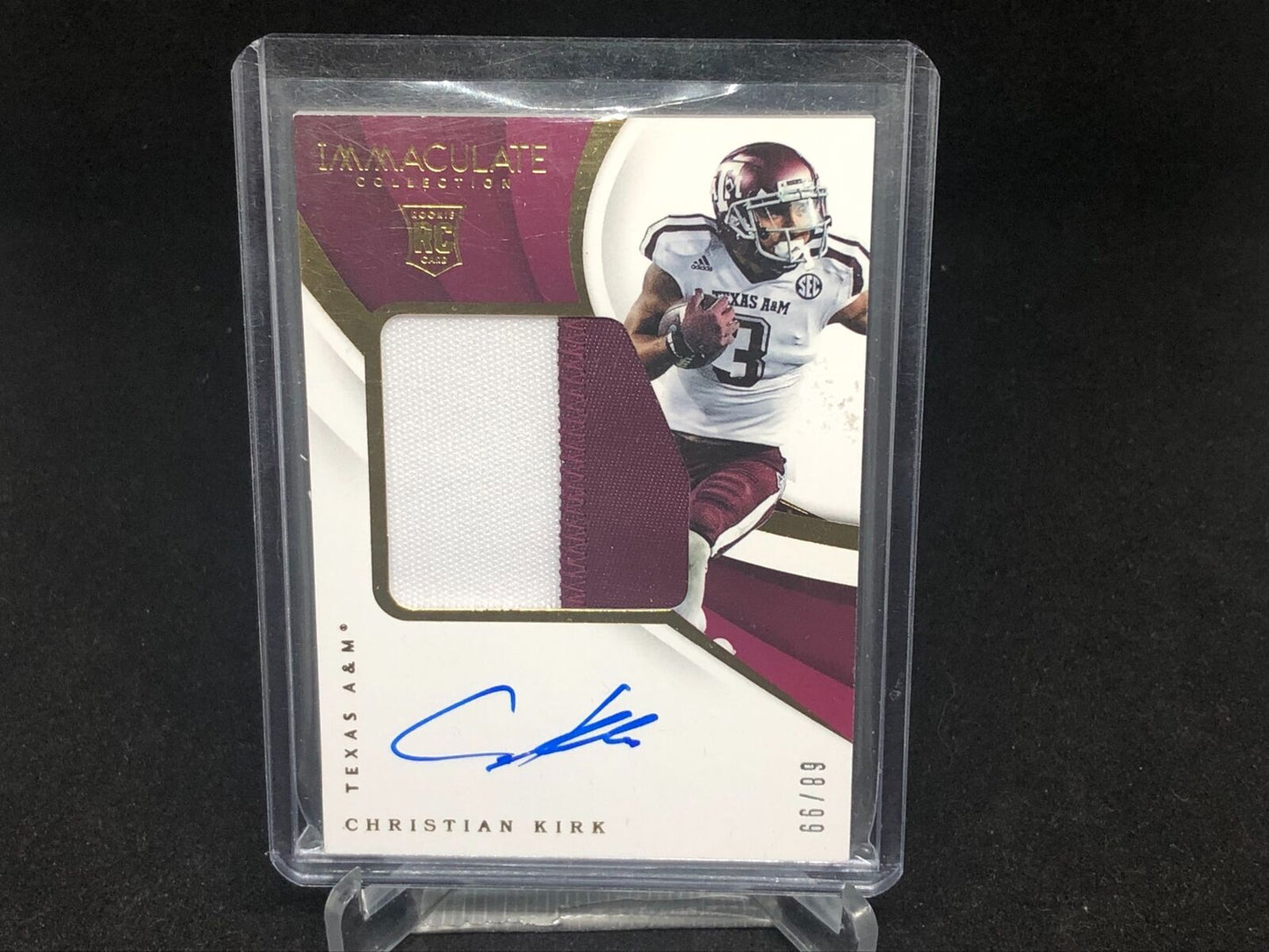 CHRISTIAN KIRK 2018 IMMACULATE 2 CLR PATCH ON CARD AUTO RC #D /99