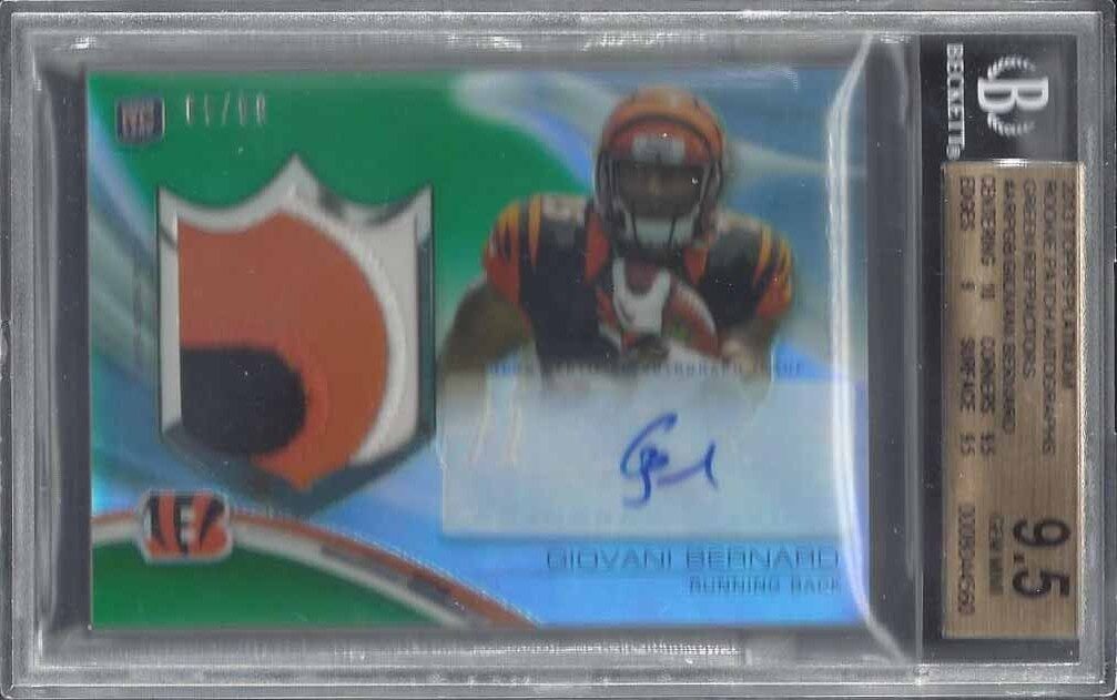 GIOVANI BERNARD 2013 PLATINUM GREEN REFRACTOR 3 CLR PATCH AUTO RC /99 BGS 9.5 10