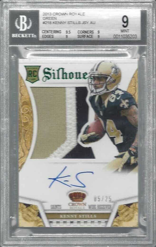 KENNY STILLS 2013 CROWN ROYALE GREEN SILHOUETTE PATCH AUTO RC /25 BGS 9 10 POP 1