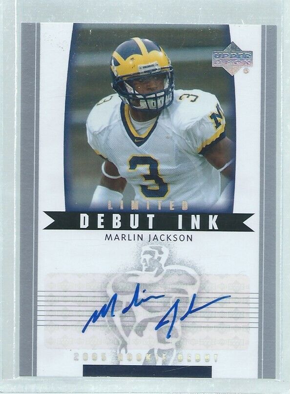 MARLIN JACKSON 2005 UD NFL ROOKIE LIMITED DEBUT INK AUTO RC