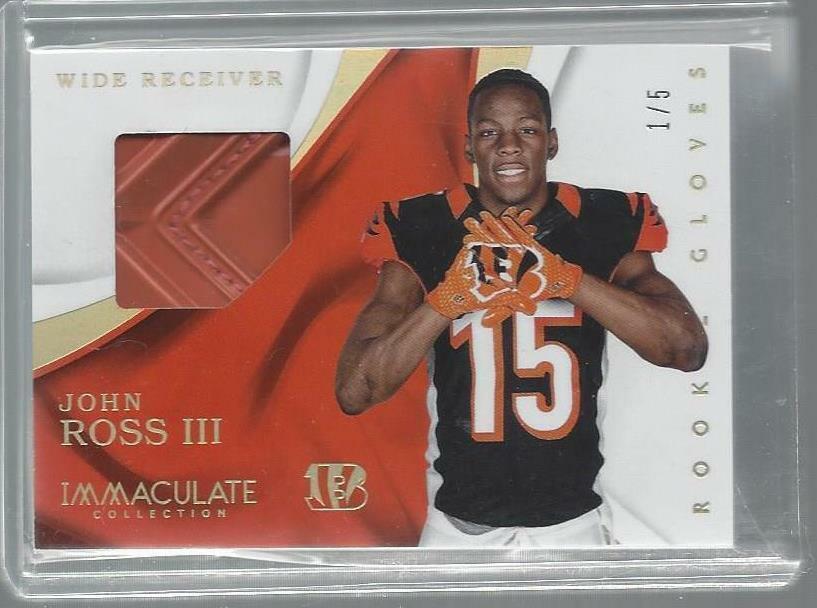JOHN ROSS III 2017 IMMACULATE GLOVES PLATINUM ROOKIE PATCH RC #D 1/5