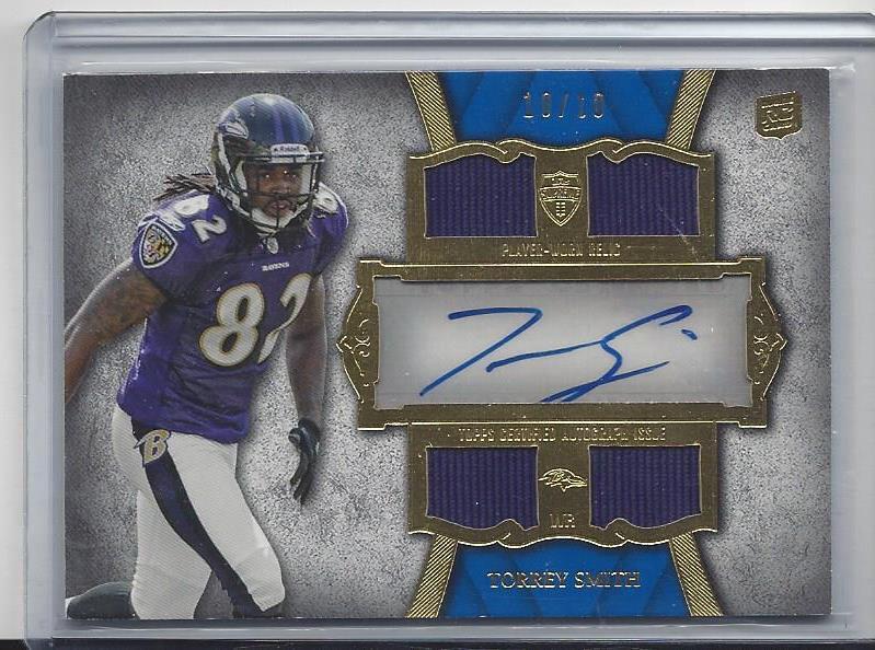 TORREY SMITH 2011 TOPPS SUPREME QUAD ROOKIE JERSEY AUTO RC #D 10/10