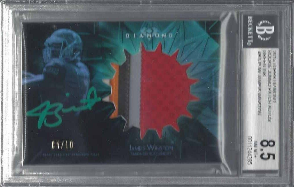 JAMEIS WINSTON 2015 TOPPS DIAMOND GREEN INK PATCH AUTO RC /10 BGS 8.5 10 POP 1/1