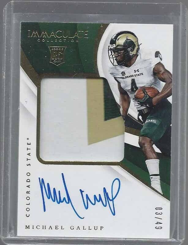 MICHAEL GALLUP 2018 IMMACULATE RPA JUMBO 3 COLOR PATCH ON CARD AUTO RC #D 3/49