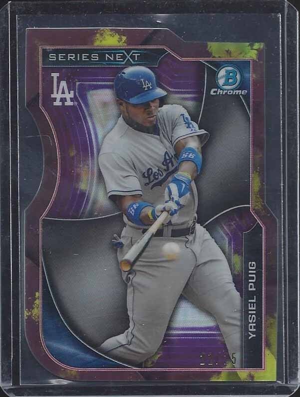 YASIEL PUIG 2015 BOWMAN CHROME SERIES NEXT PURPLE REFRACTOR DIE CUT #D 21/25