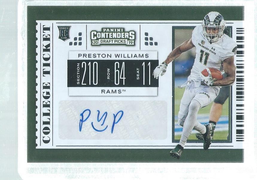 PRESTON WILLIAMS 2019 CONTENDERS DRAFT PICKS AUTO ROOKIE RC #294