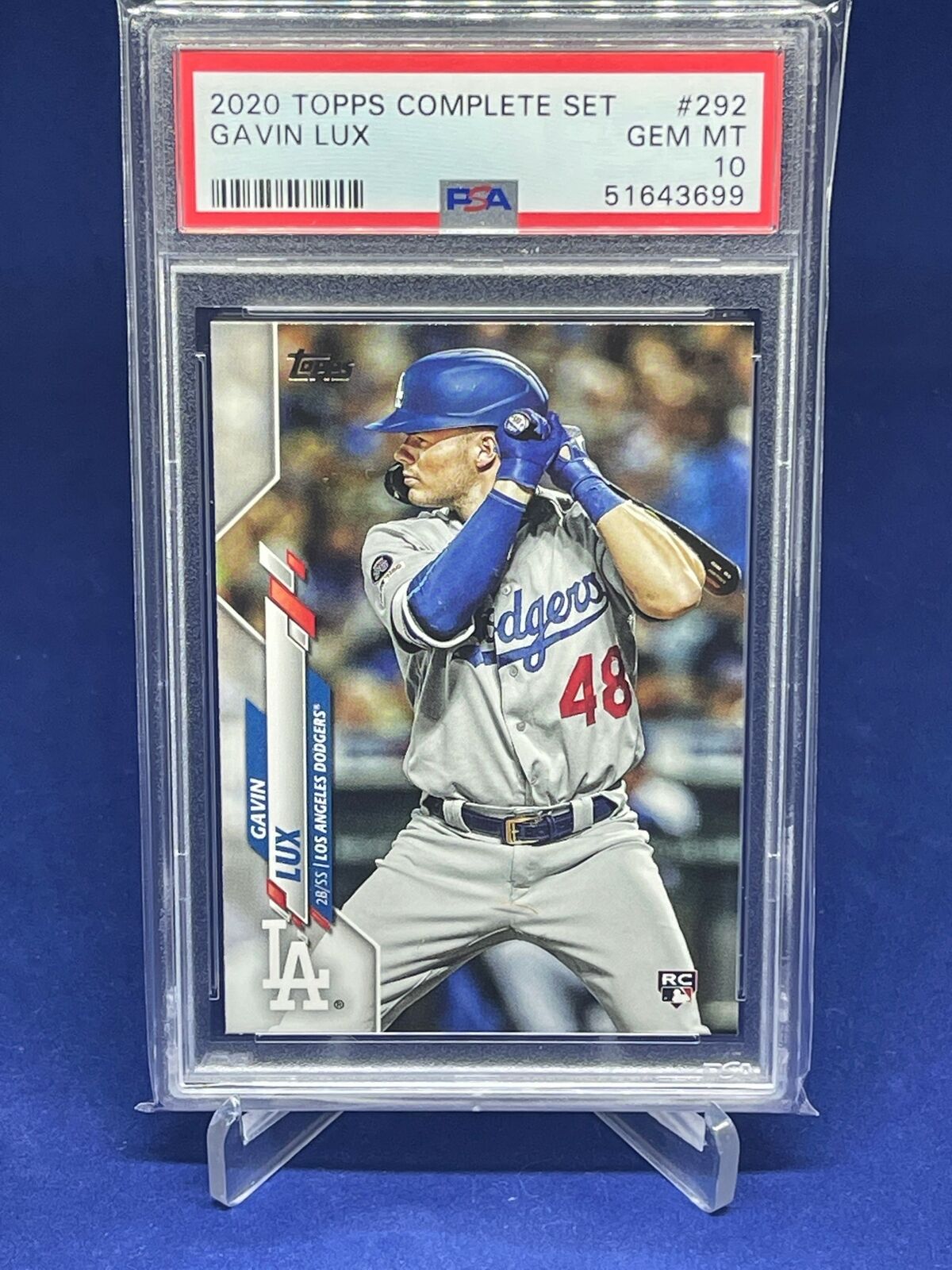 GAVIN LUX 2020 TOPPS COMPLETE SET ROOKIE RC #292 PSA 10 GEM MINT