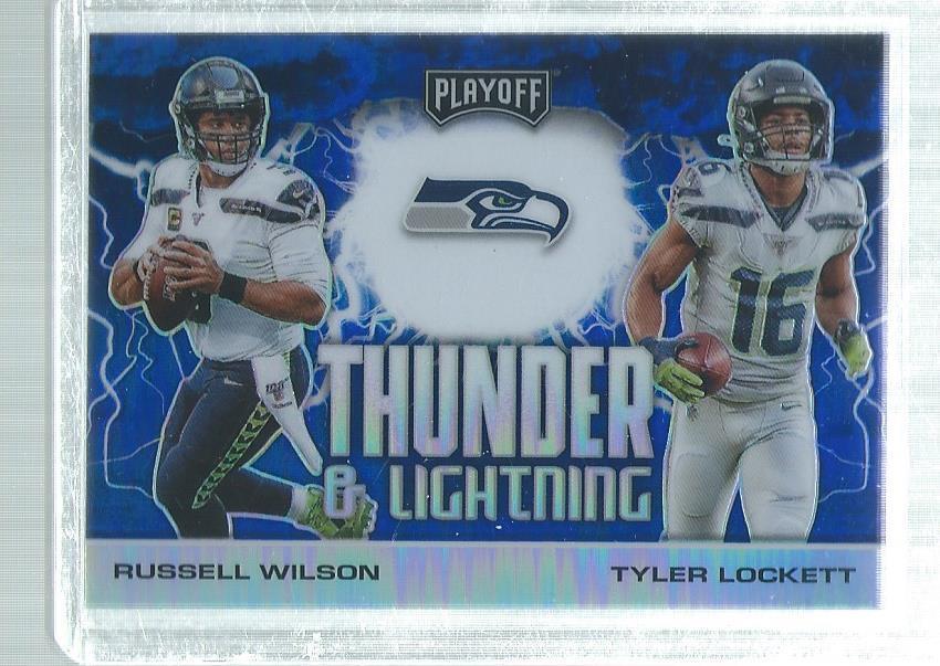 RUSSELL WILSON TYLER LOCKETT 2020 PLAYOFF THUNDER & LIGHTNING BLUE PRIZM